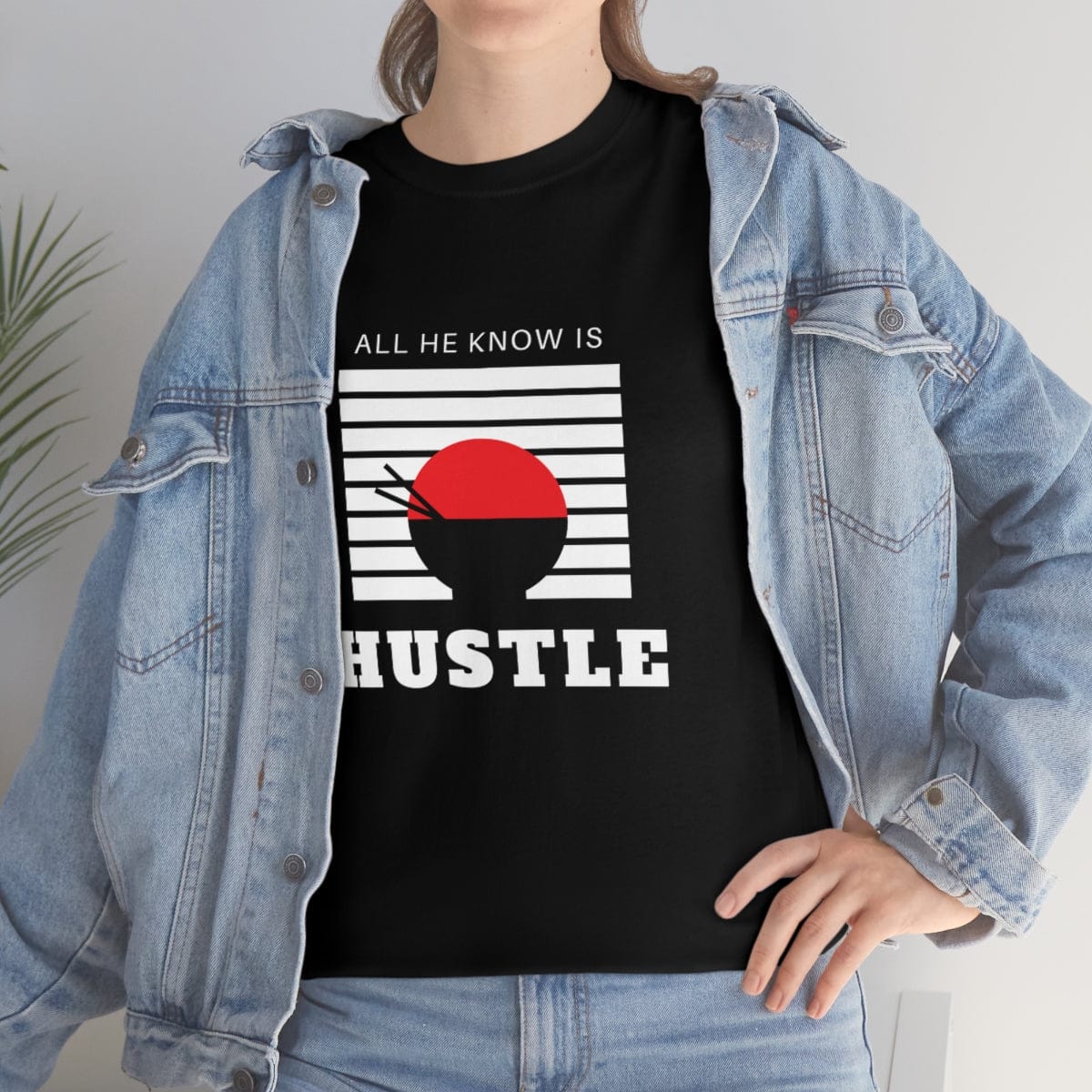 Mens - All he Know Is Hustle Guranteed- Heavy Black Premium T-shirt