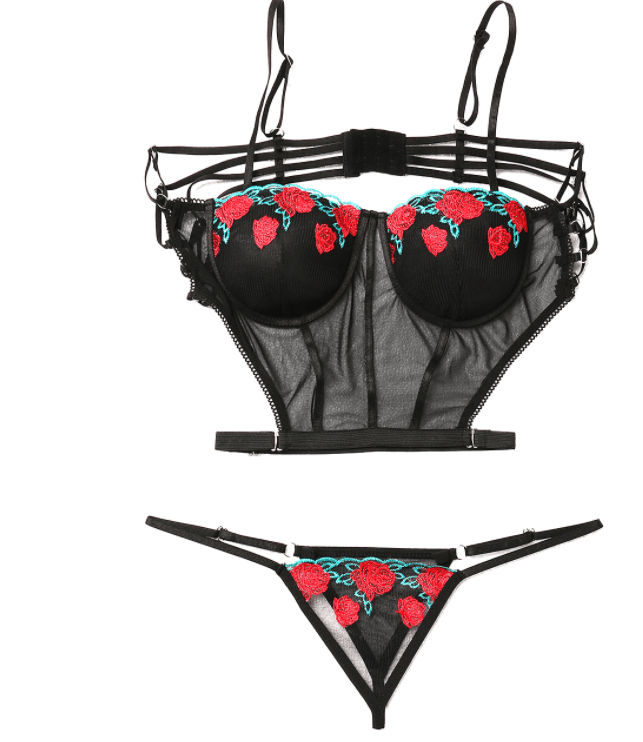 Women's Black Temperament Lingerie Set