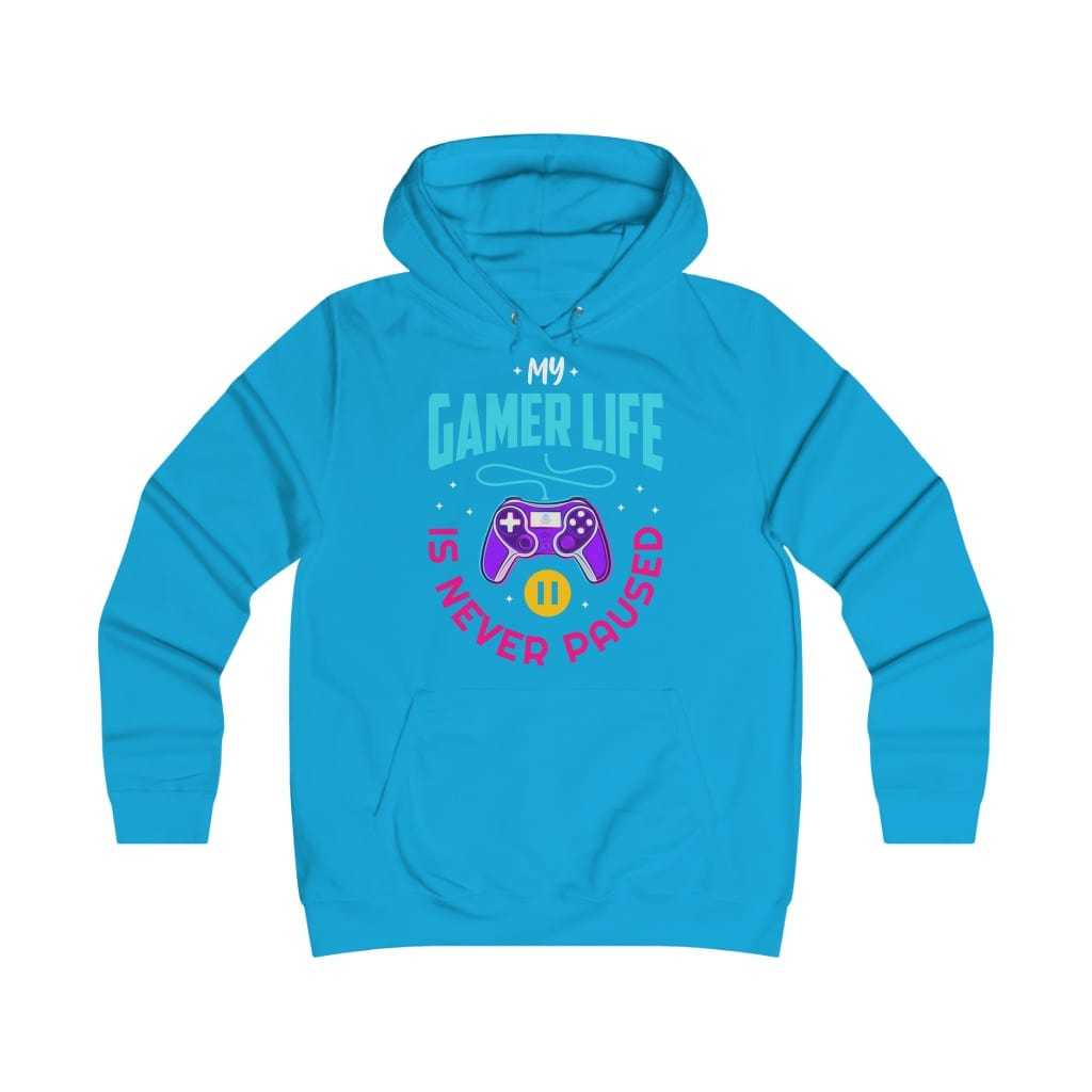 Gamer Fresh | My Gamer Life Is Never Paused | Girlie Kiss Women's College Hoodie