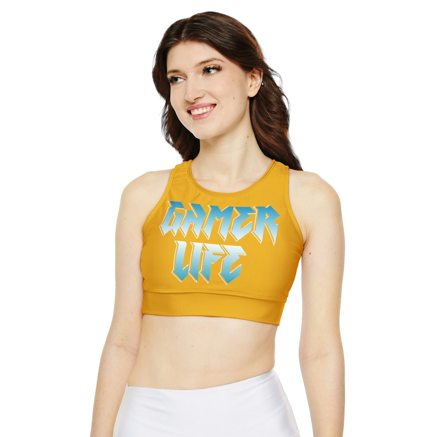 Gamer Fresh Limited Edition | Qahwah Pop | Fully Lined Padded Ladies Yellow Sports Bra
