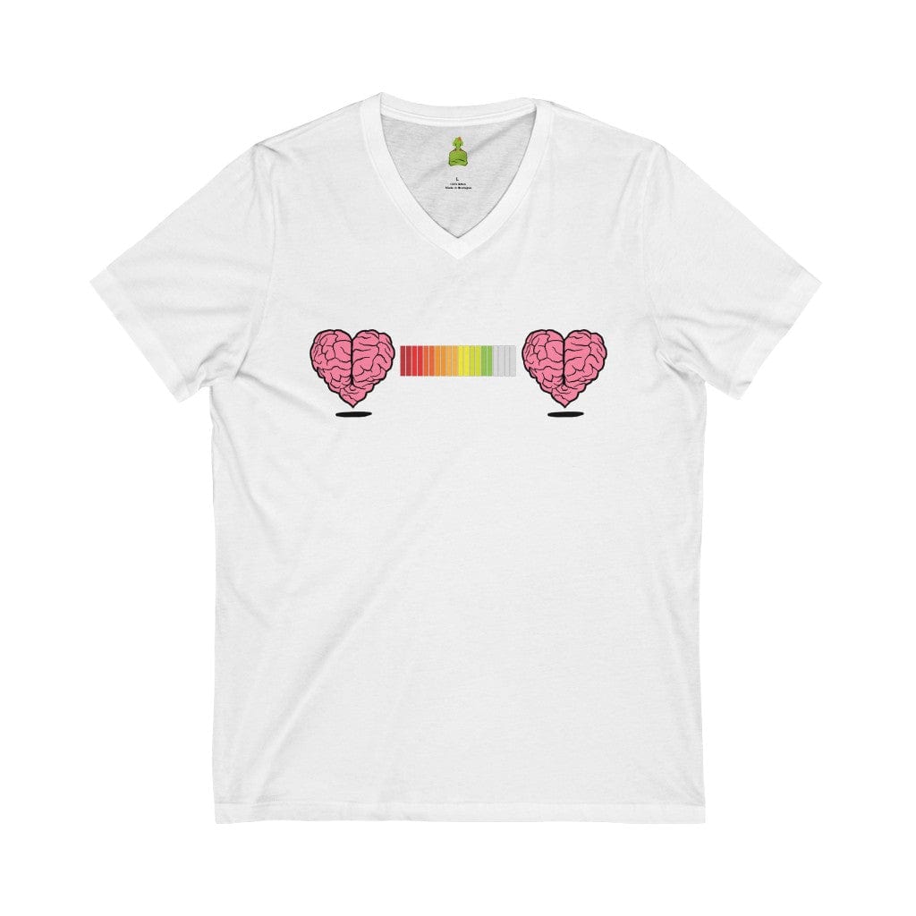 The Limited Edition Vision Slayer Heart to Heart Life Bar White Unisex Jersey Short Sleeve V-Neck T-Shirt