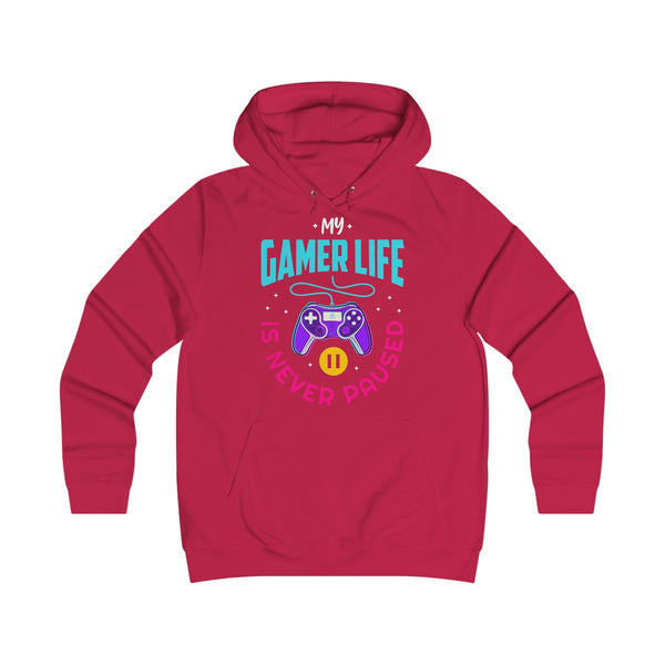 Gamer Fresh | My Gamer Life Is Never Paused | Girlie Kiss Women's College Hoodie