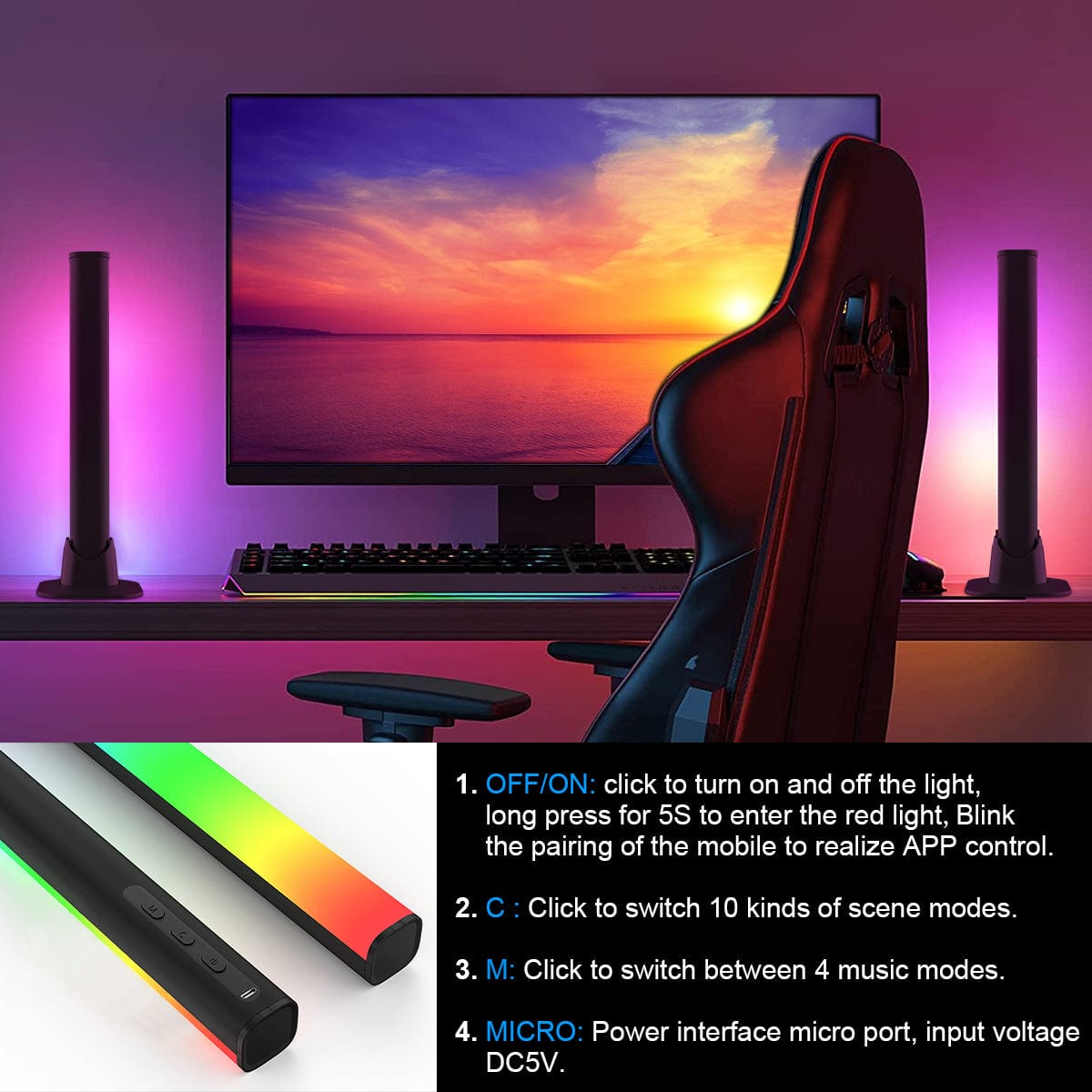 Aurora Brite RGB Desktop Light Kit by Gamer Fresh