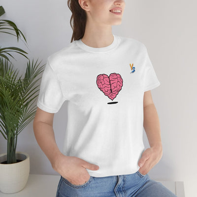 Heart vs Brain On The Back White Jersey Short Sleeve T-shirt