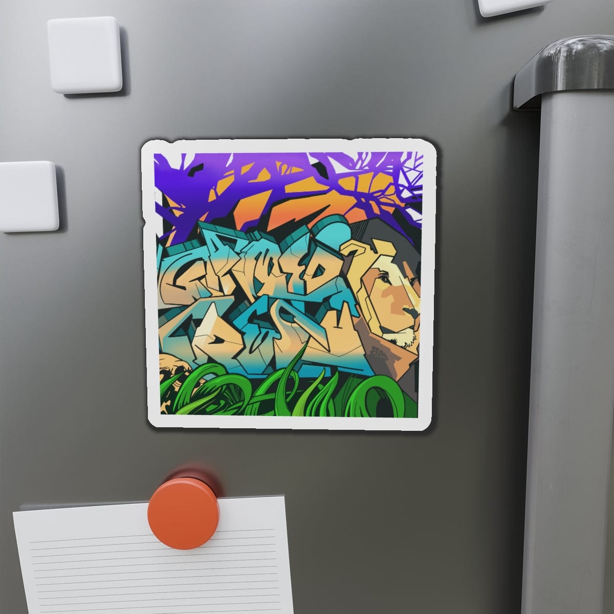 The Gamer Fresh Graffiti Streamer All Art Lion NYC Mural Kiss-Cut Magnet Frame