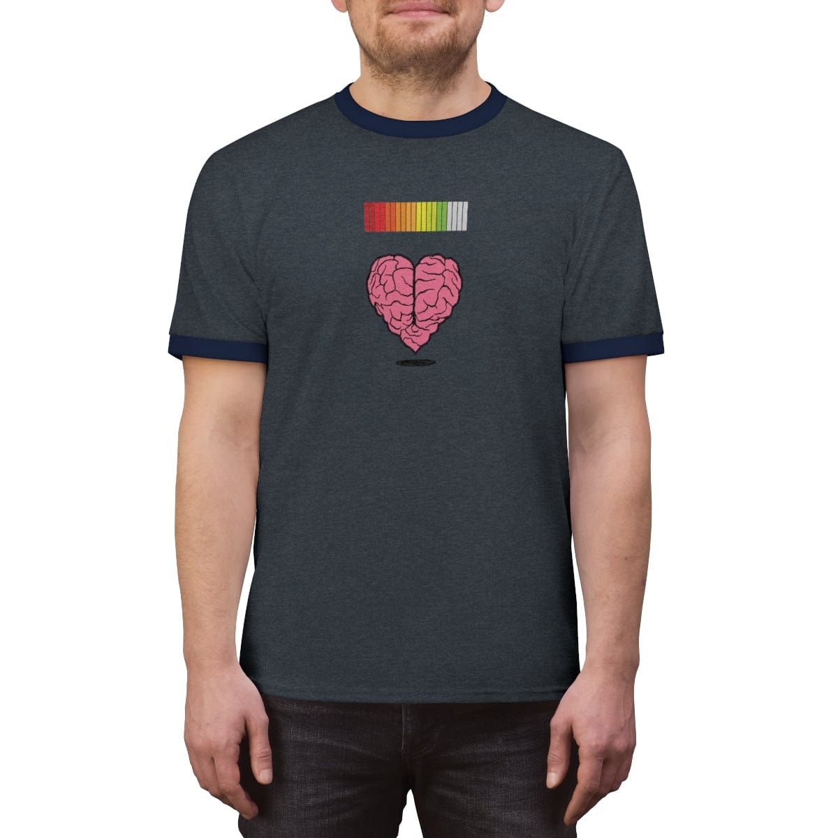 Exclusive Vision Slayer Heart Life Bar Unisex White/Jet Black Ringer Tee