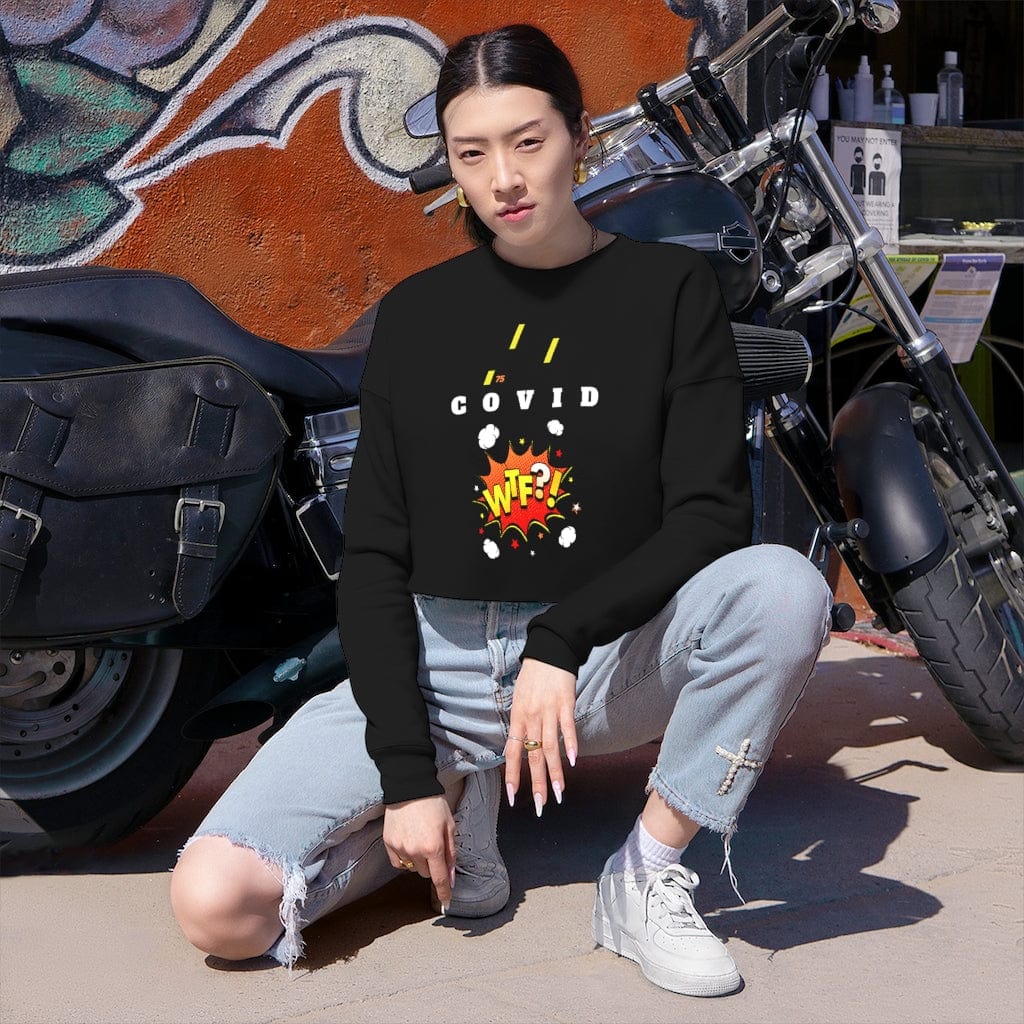 Gamer Fresh Vision | WTF Covid 19? | Women's Cropped Black Sweatshirt