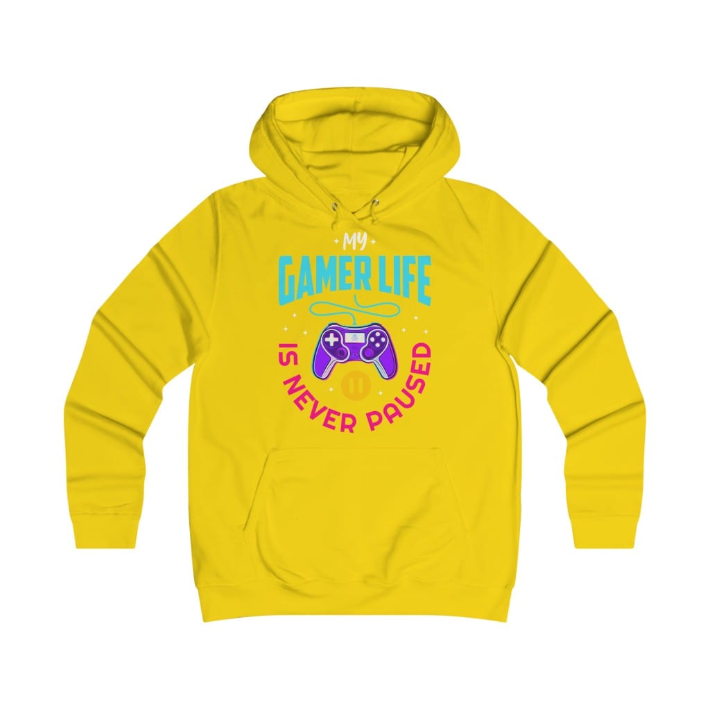 Gamer Fresh | My Gamer Life Is Never Paused | Girlie Kiss Women's College Hoodie