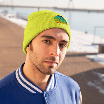 The Yellow Colored Brain Knitted Beanie Hat