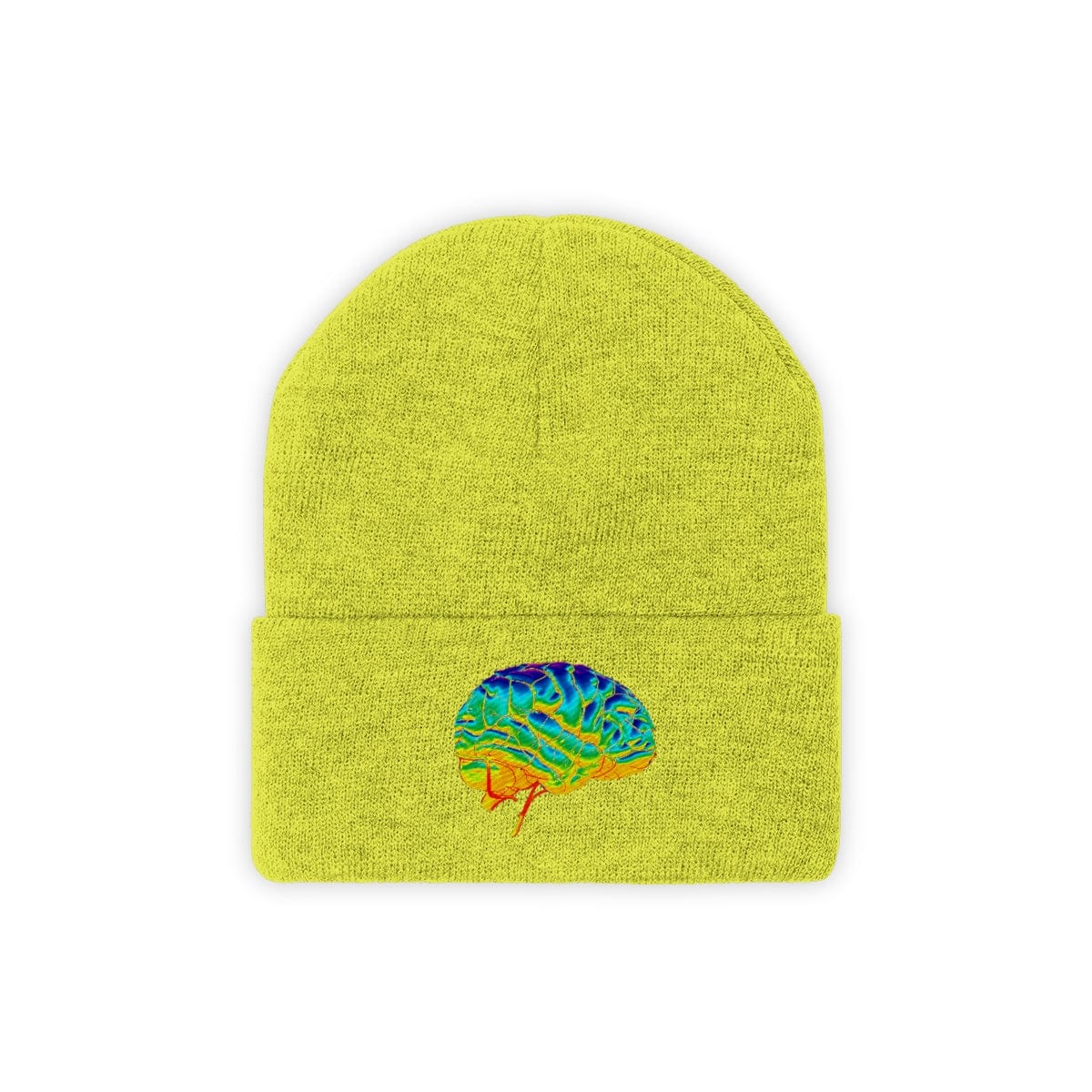 The Yellow Colored Brain Knitted Beanie Hat