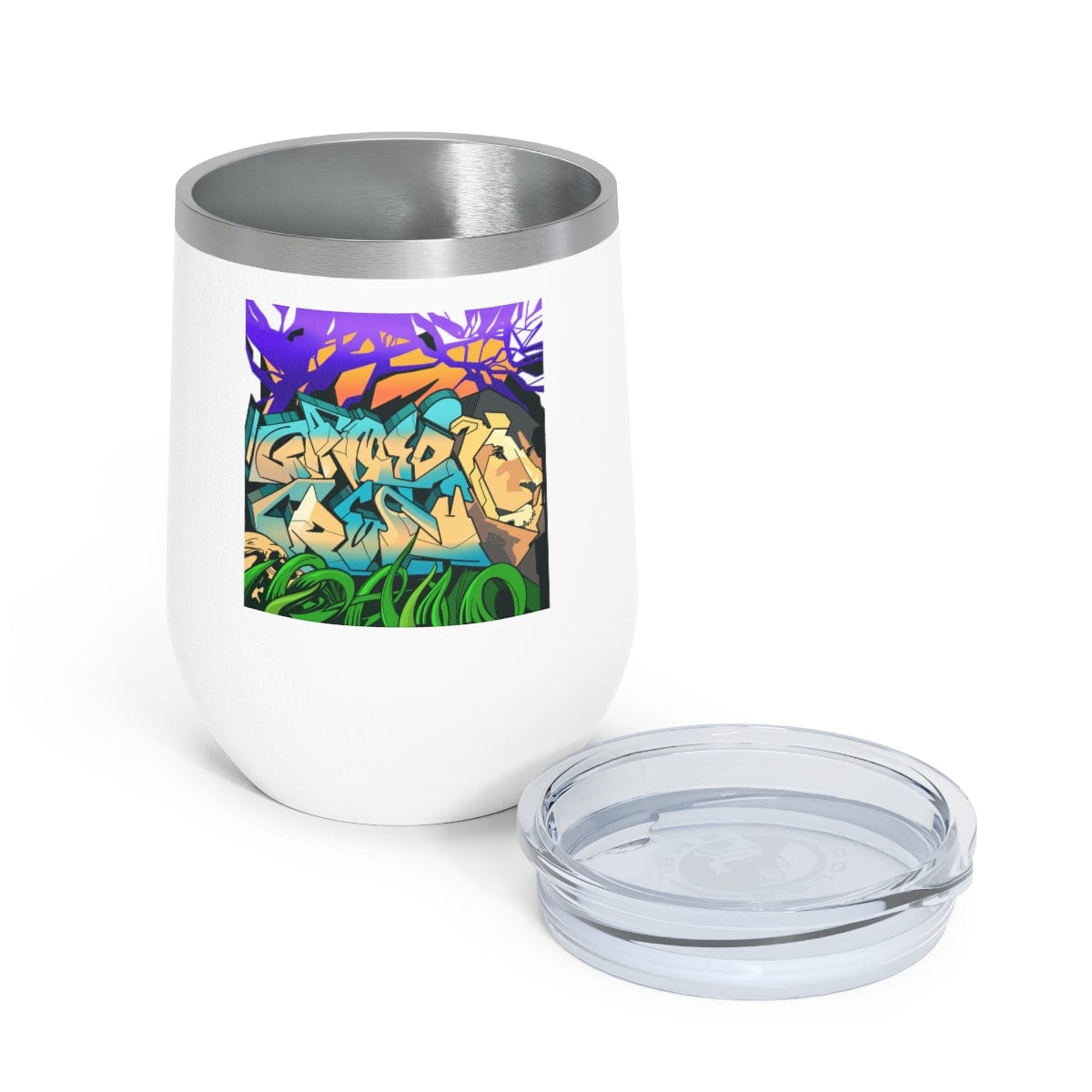 The Gamer Fresh Graffiti | Streamer All Art Lion NYC Mural | White 12oz Insulated Wine Tumbler