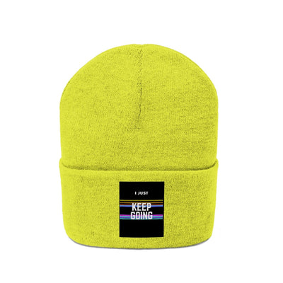 I Keep Going No Matter What Yellow Knitted Beanie Hat