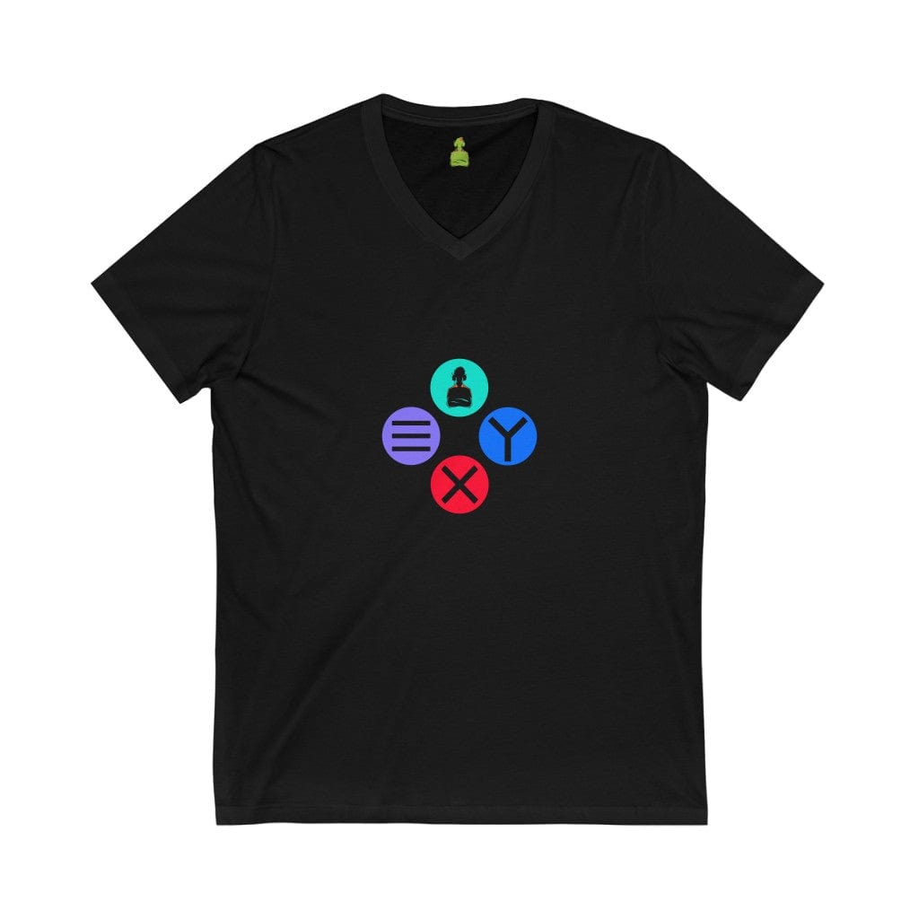 Exclusive Button Masher Controller | White Unisex Jersey | Short Sleeve V-Neck T-Shirt