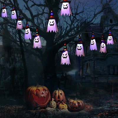 Halloween Holiday Cloth Art Ghost Decoration String Light Lanterns by Gamer Fresh