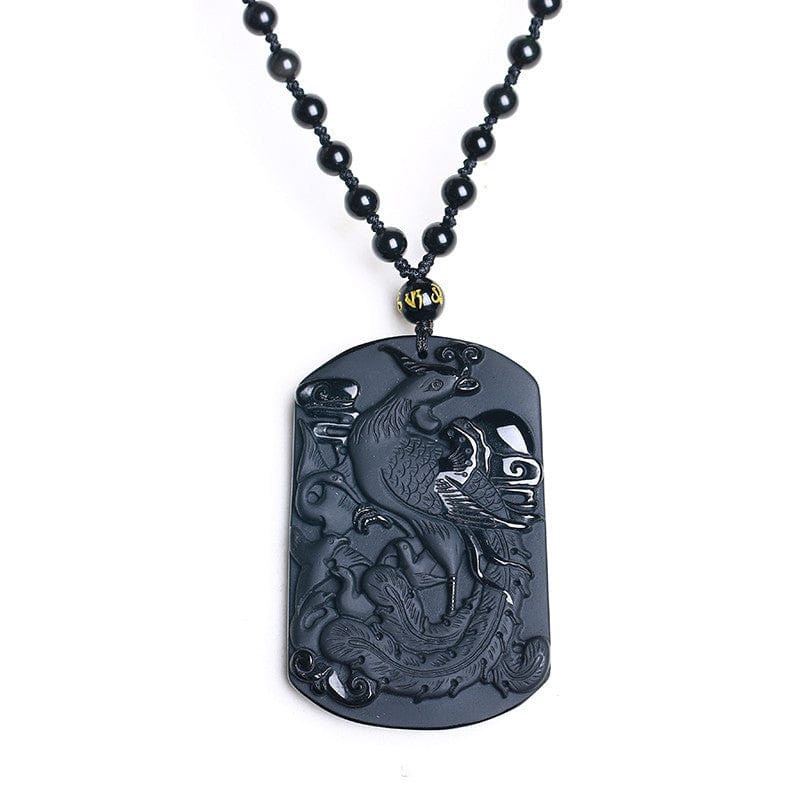 Phoenix Harmony | Natural Frosted Obsidian Zhuque Pendant | by Gamer Fresh