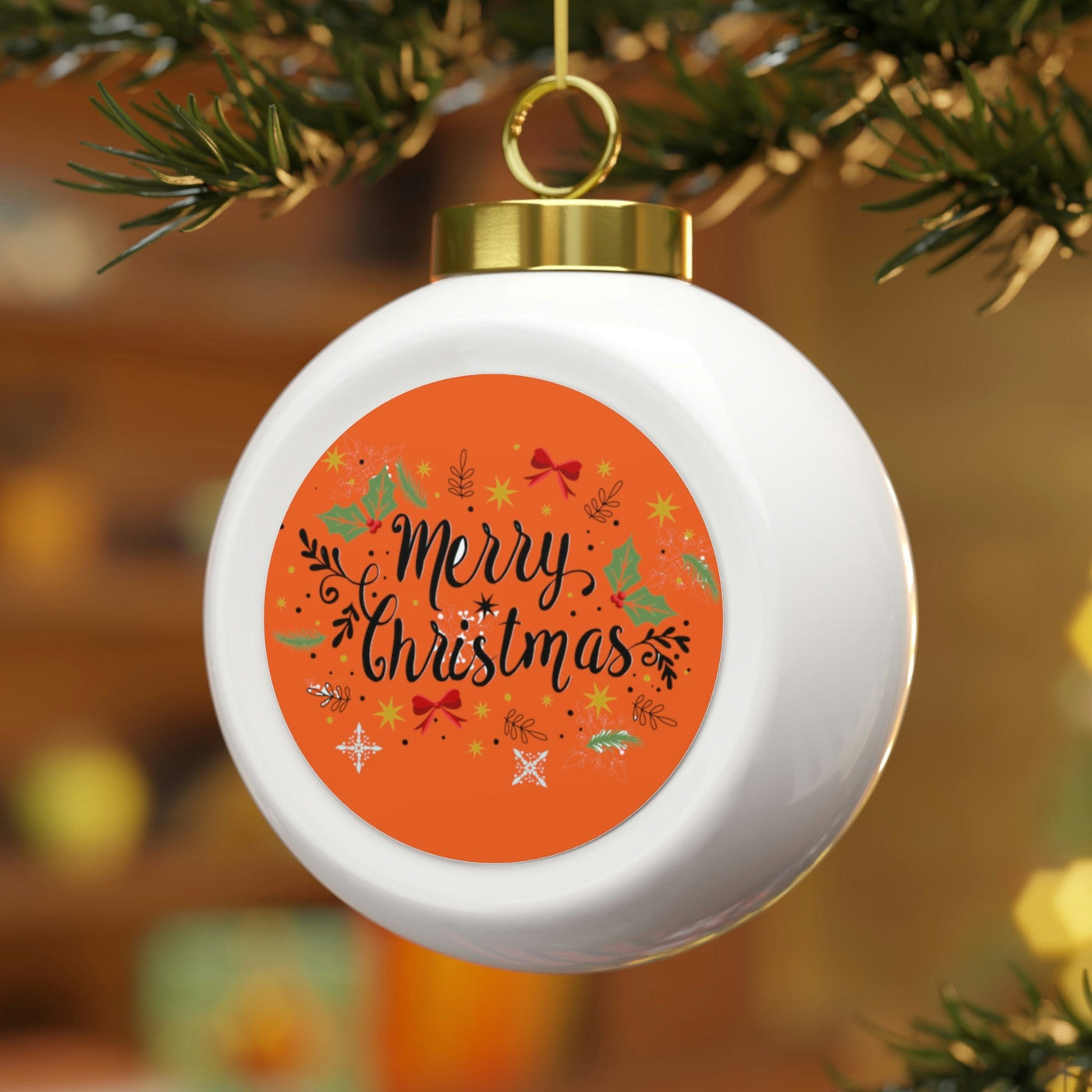 We Love Christmas Ball Ornament - Orange Crush